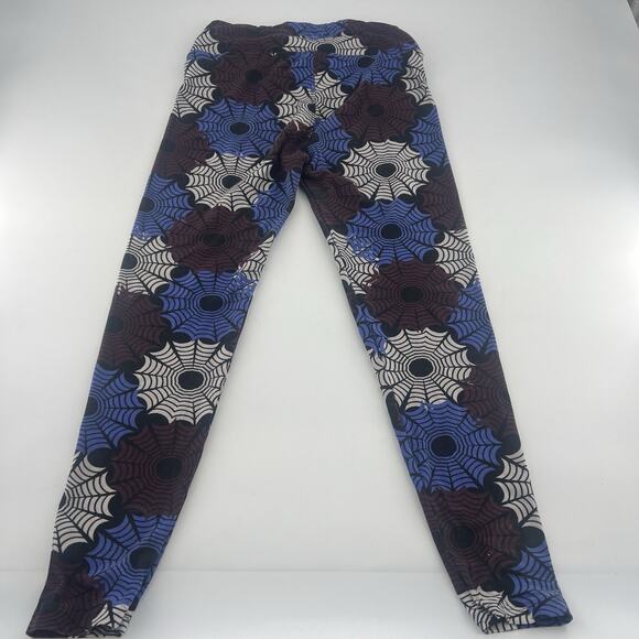Lularoe Leggings Womens One Size Large Black Purple Blue Halloween Spiders - Picture 7 of 7